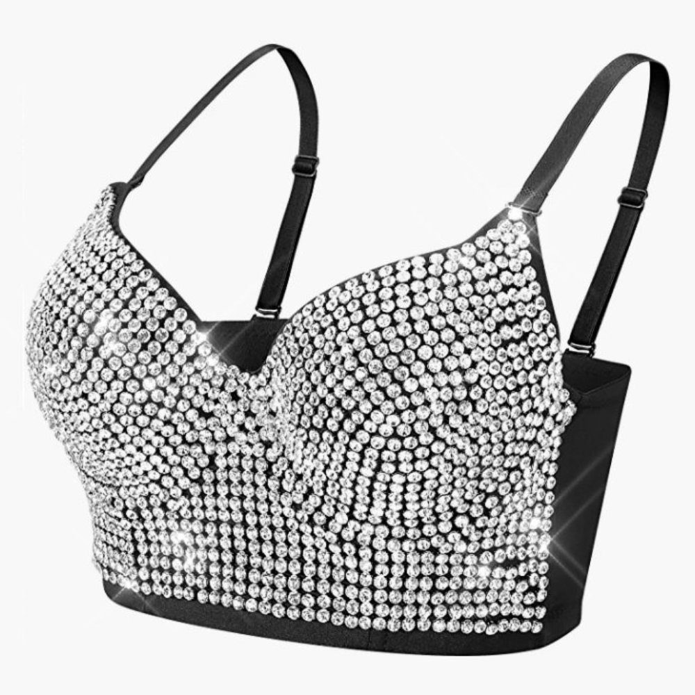 NEW Sparkling Bling Swarovski Crystal Rhinestone Bustier Bra Top + FREE … - Picture 10 of 17